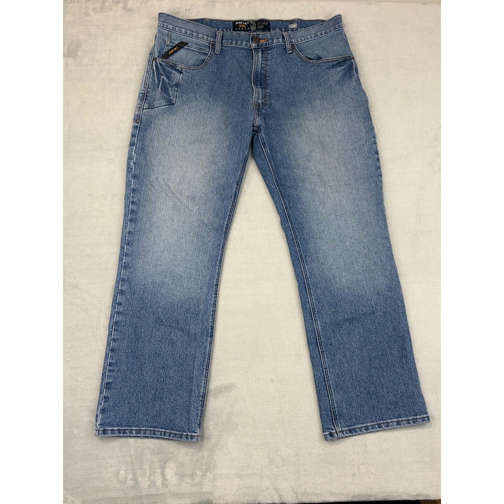Ariat Mens Jeans 34/30 Blue Rebar M4 Relaxed Boot Cut Denim Work Pants